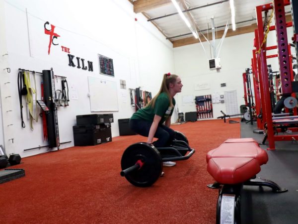 ella lifting weights in a gym